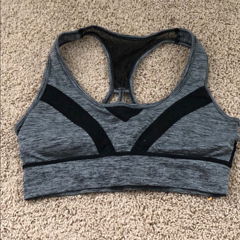 Grey and Black Sports Bra with Cute Back Design